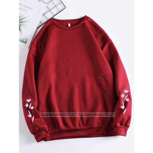 mehroon sweatshirt with sleeves leaves colourful