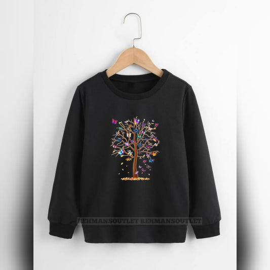black sweatshirt with sleeves colourful tree