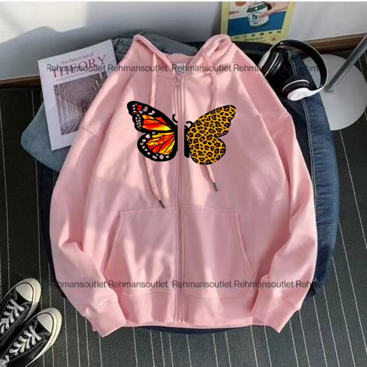 Cheetah butterfly pink zipper