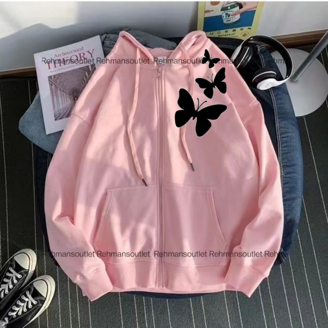 3 black butterfly pink zipper