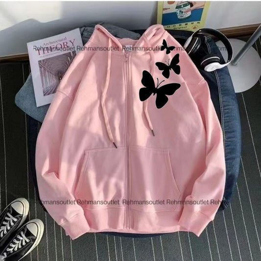 3 black butterfly pink zipper