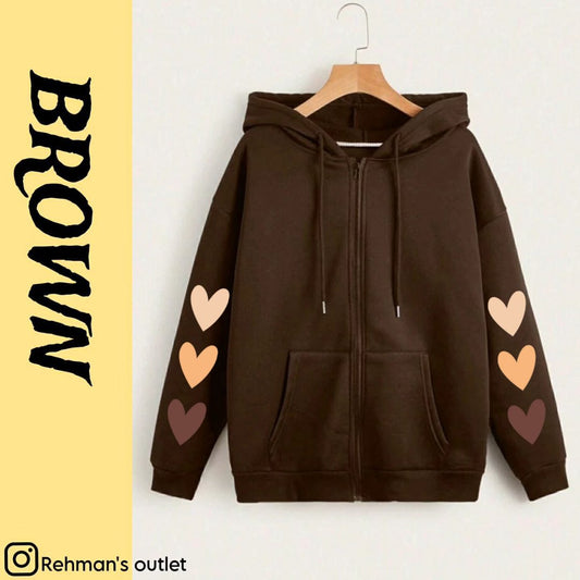 Sleeves multi hearts brown zipper