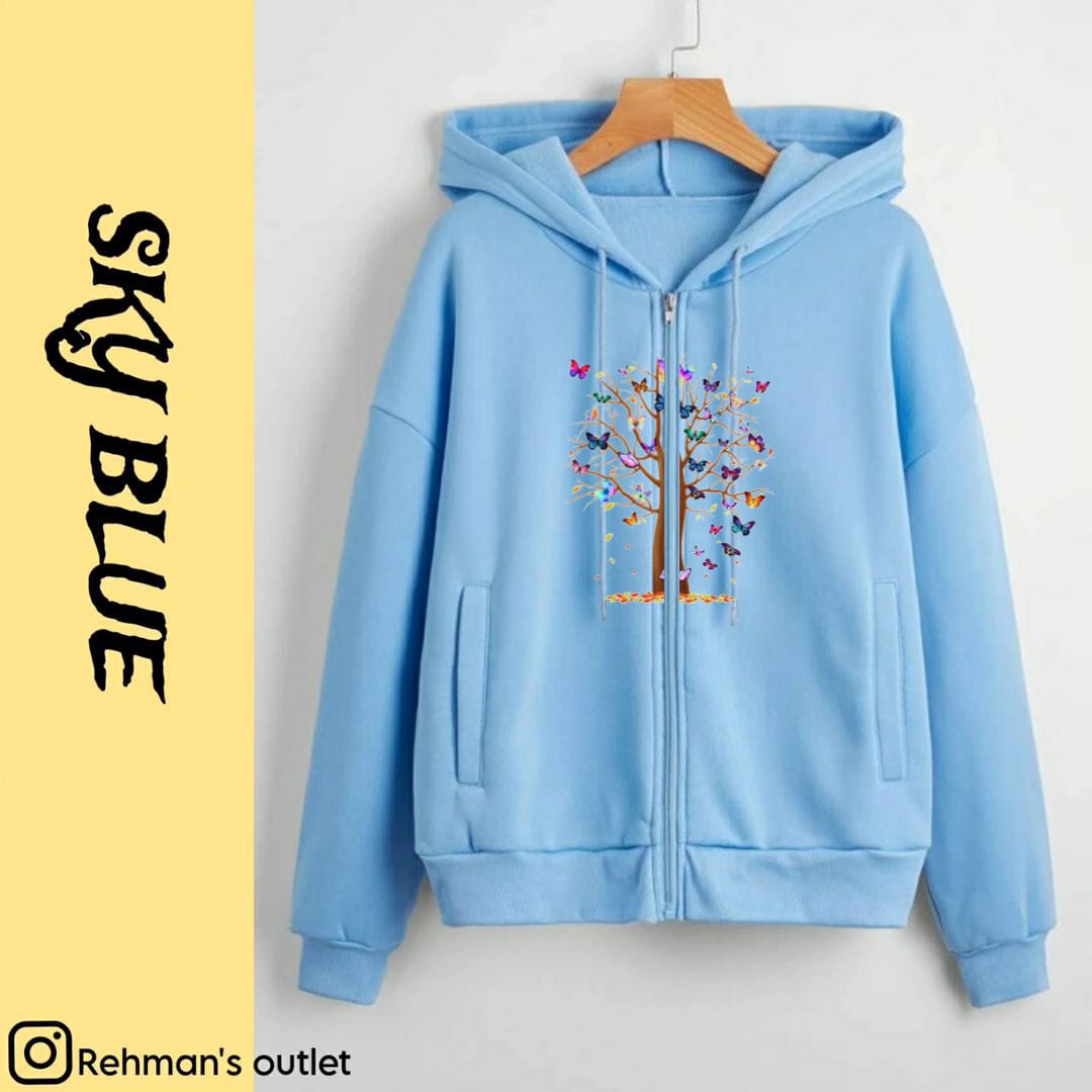 Colourful tree sky blue zipper