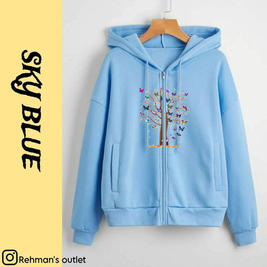 Colourful tree sky blue zipper