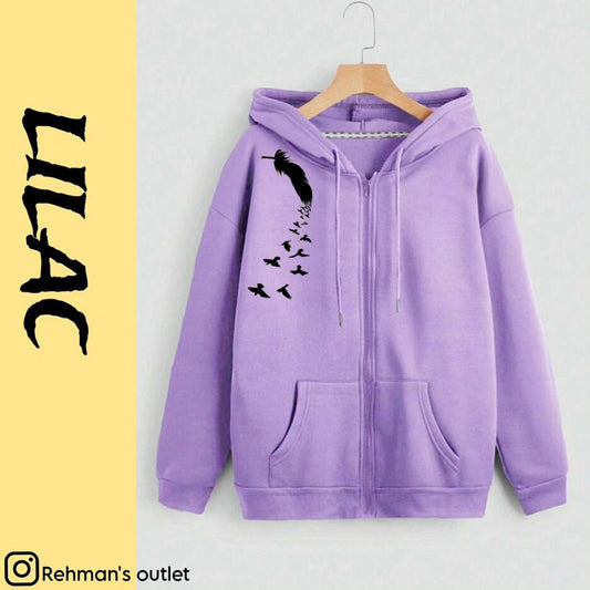 Shoulder feather lilac zipper