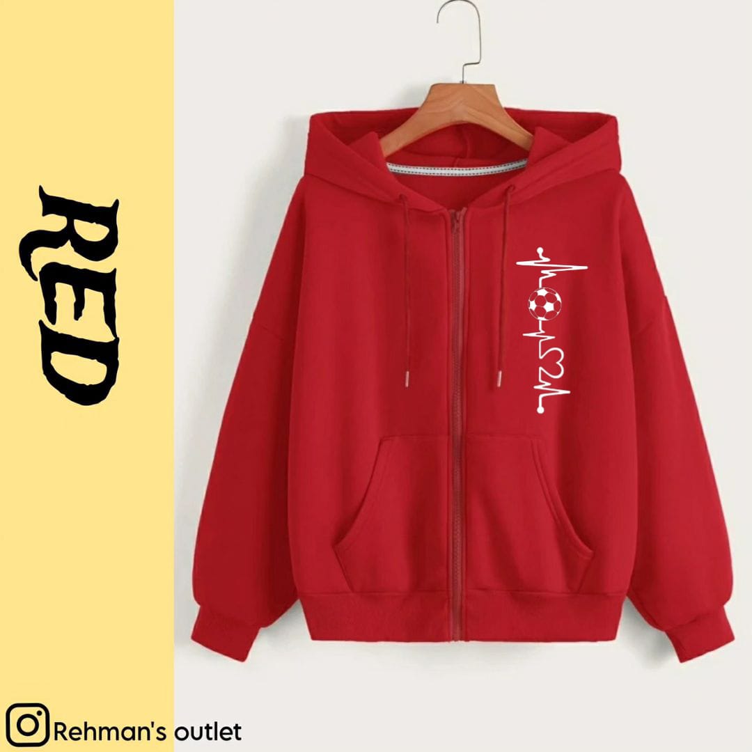 Heart beat foorball red zipper