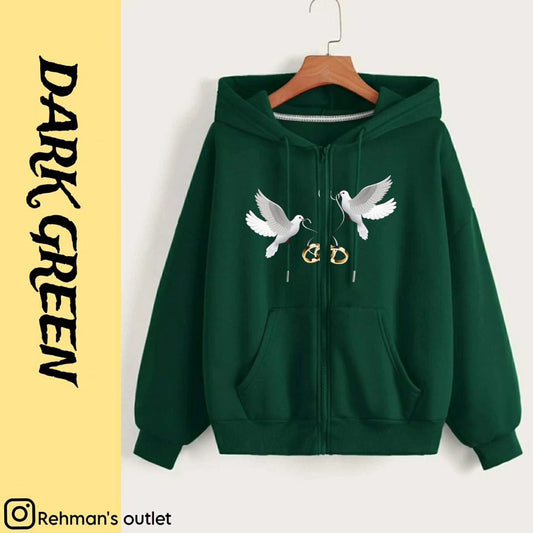 2 birds flying Green zipper