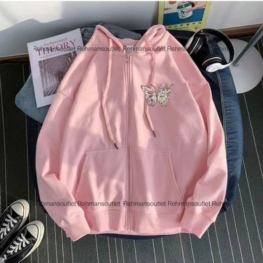 White butterfly new p pink zipper