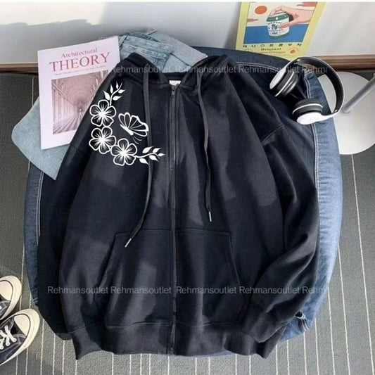 Shoulder flower butterfly black zipper