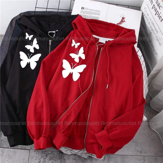 Pack of 2 zipper ( Red and black) 3 white butterflies