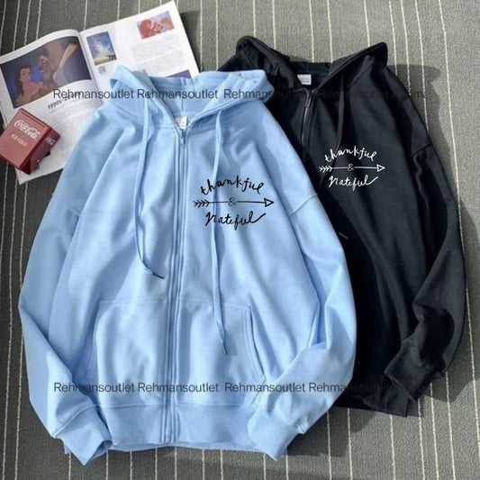Pack of 2 zipper ( skyblue and black) thankful, grateful p