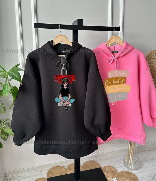 Pack of 2 hoodies stranger things (black) and be brave, be bold, be authentic, be you (pink)