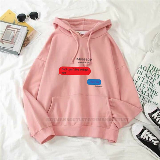 imessage text pink hoodie