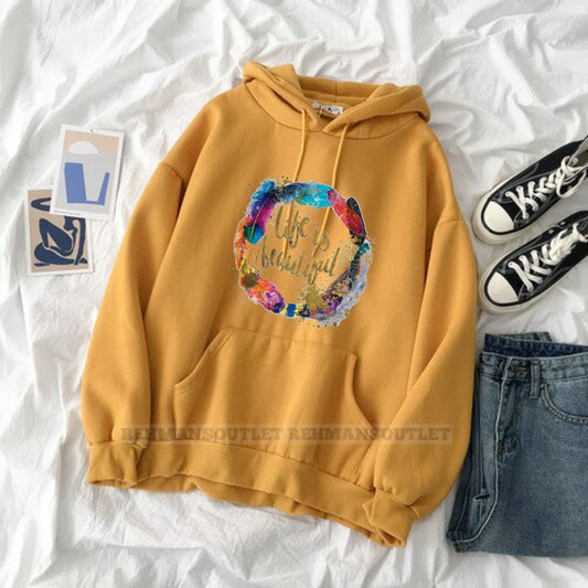 Life is beautiful mustard hoodie