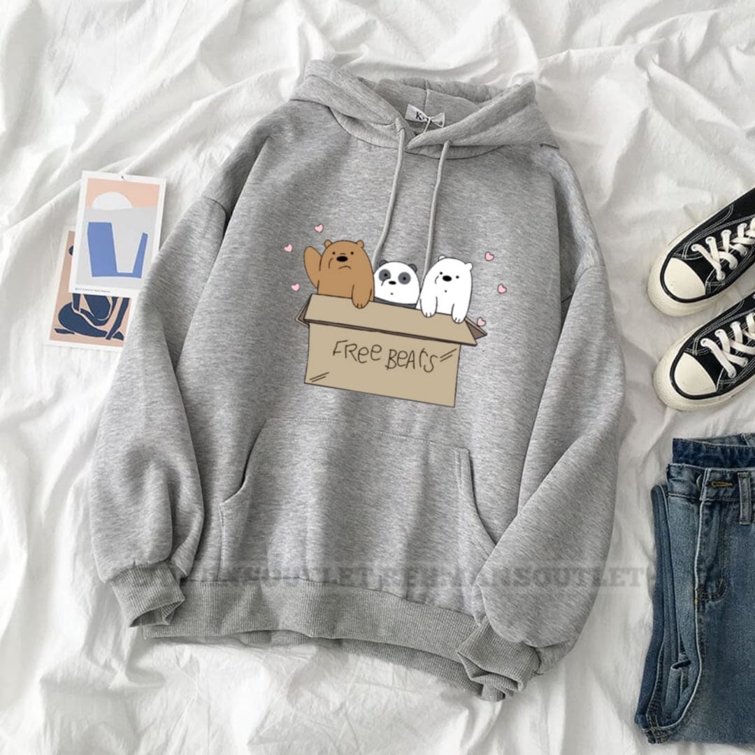 Free bear grey hoodie