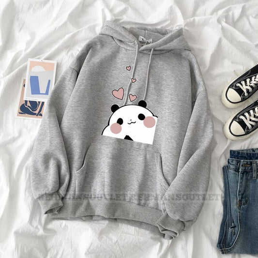 Panda love grey hoodie