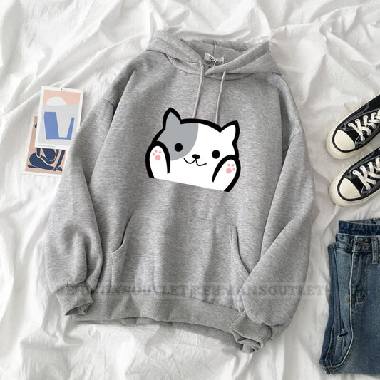 Cat grey hoodie