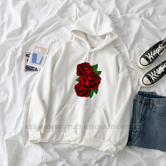 Rose white hoodie