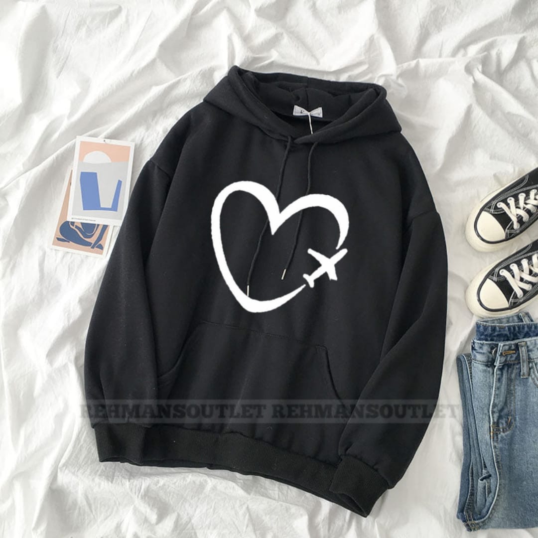 Aeroplane heart black hoodie