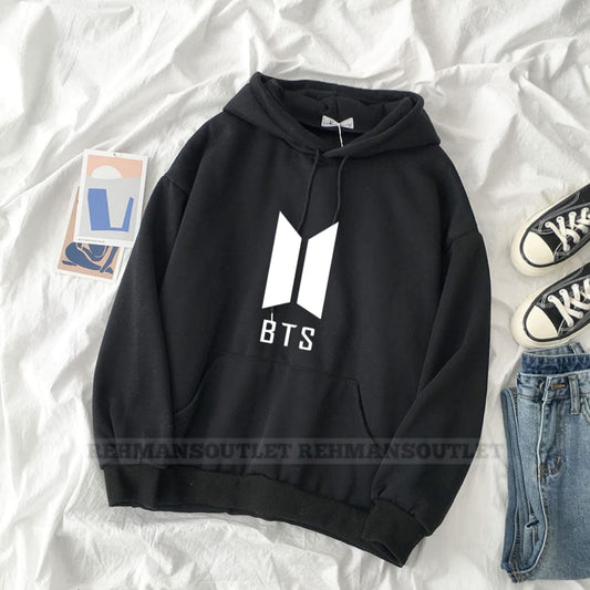 BTS simple black hoodie