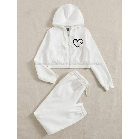 White zipper with aeroplane heart p and white trouser