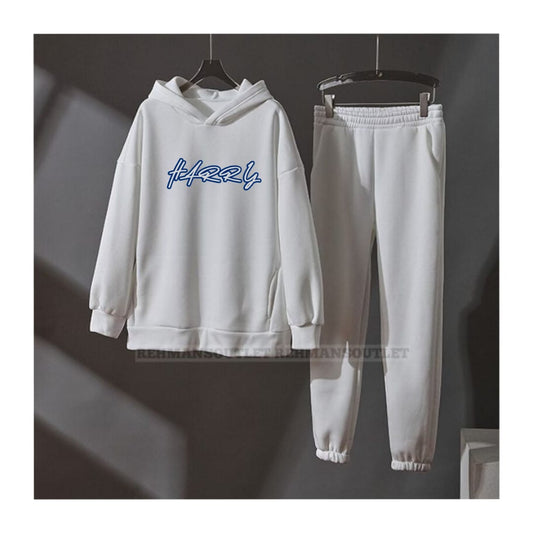 White hoodie with harry and white trouser