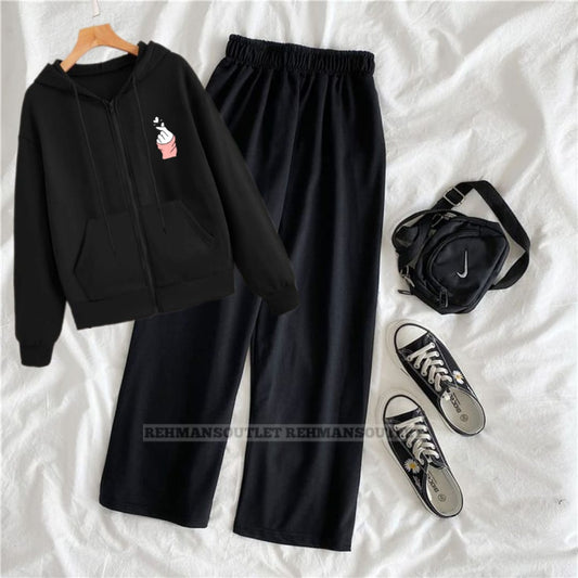 Black zipper with love charm p and black flapper