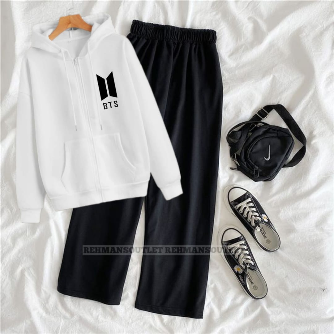 White Zipper with BTS p and black flapper