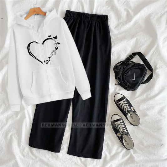 White zipper with heart ctz and black flapper