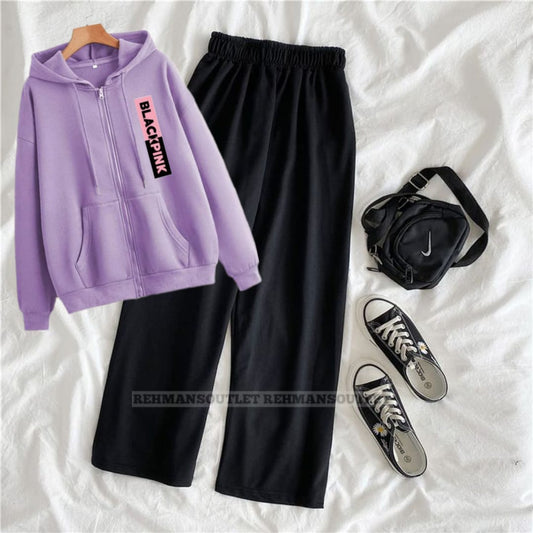 Lilac zipper with black pink colourful and black flapper