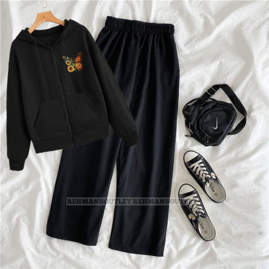 Black zipper with sunflower butterfly p and black flapper