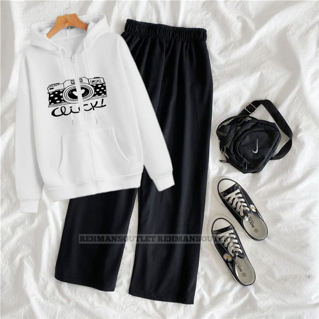White zipper with click and black flapper