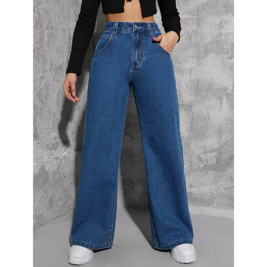 Navy blue wide-leg jeans