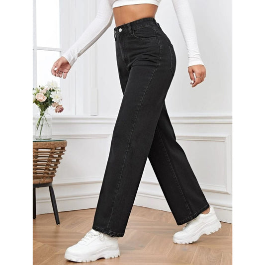 Black wide-leg jeans
