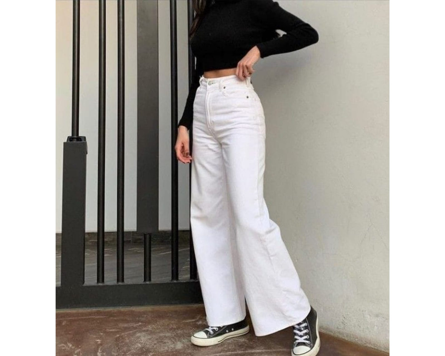 White wide-leg jeans