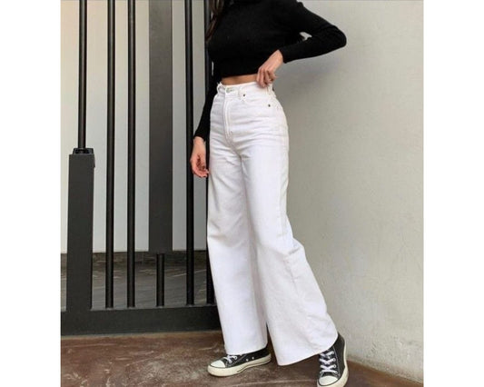 White wide-leg jeans
