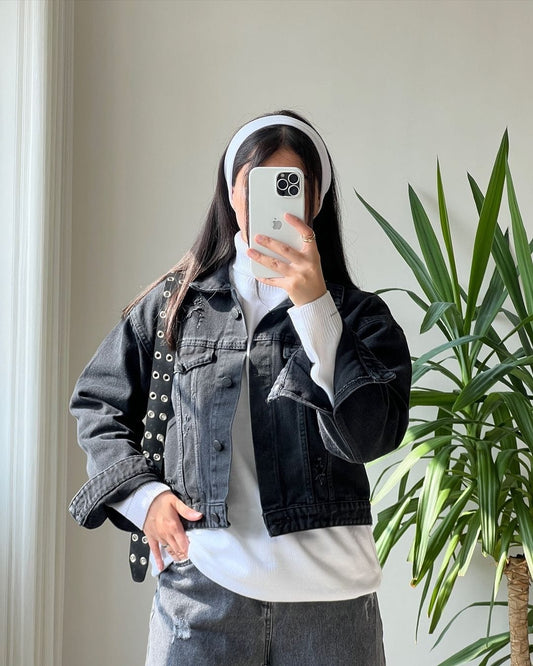 Black denim jacket