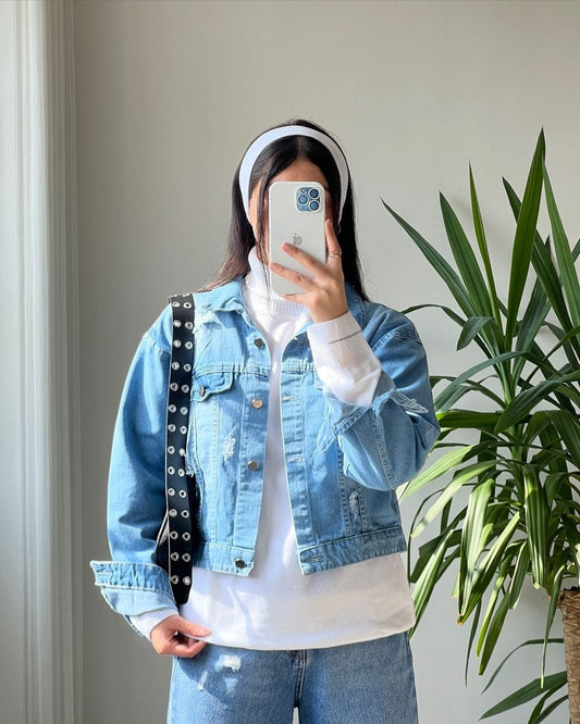 Aqua-blue denim jacket