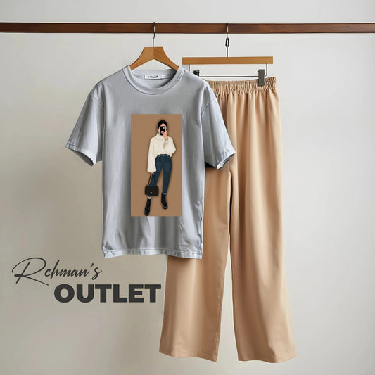 Grey tee with selfie girl N skin flapper