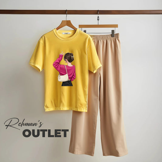 Yellow Tee with pink girl skin flapper