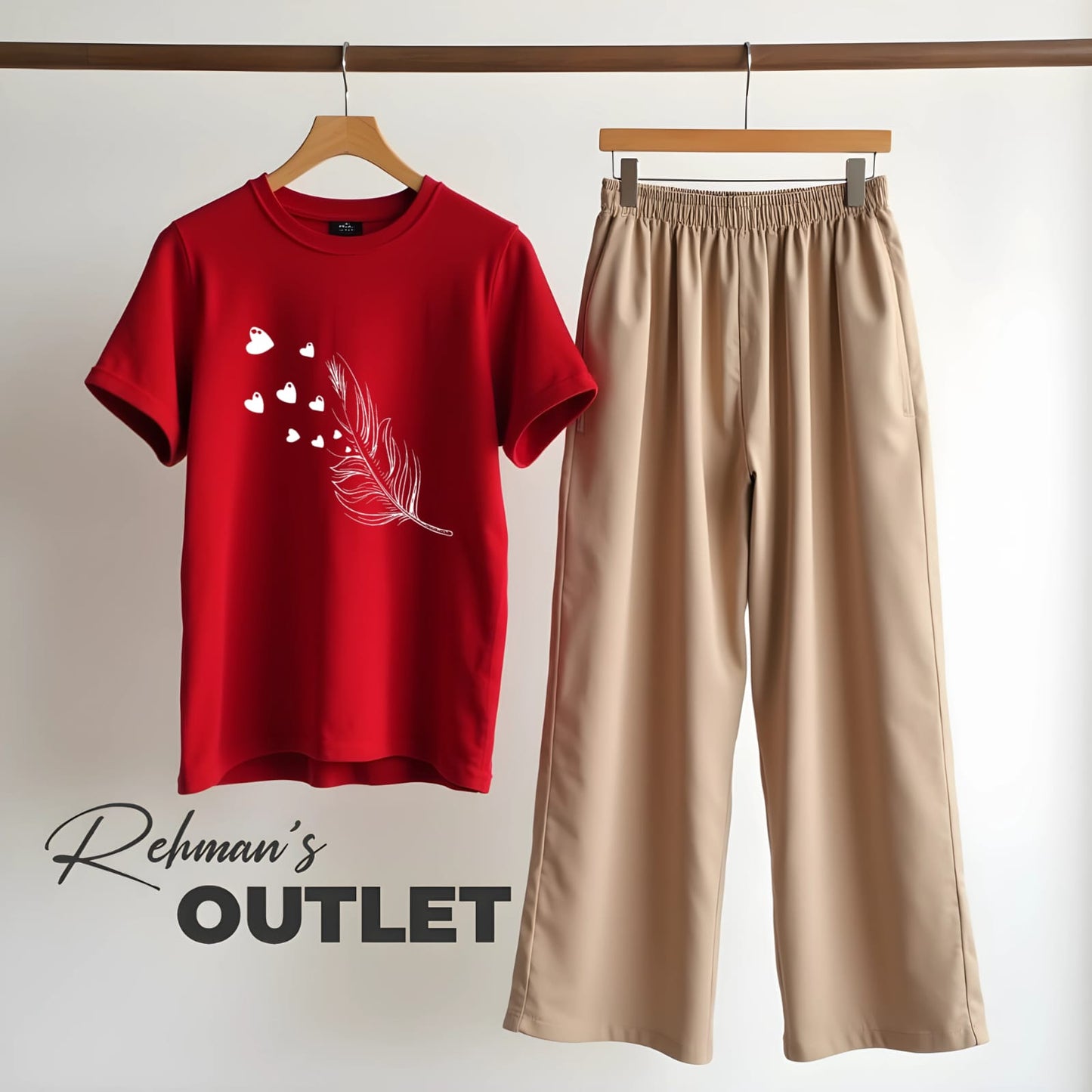 Red tee with feather hearts skin flapper