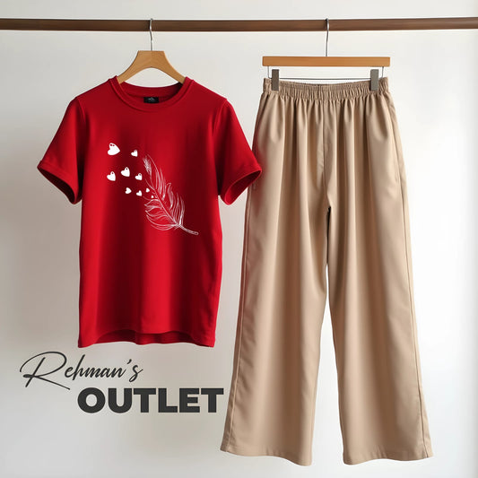 Red tee with feather hearts skin flapper