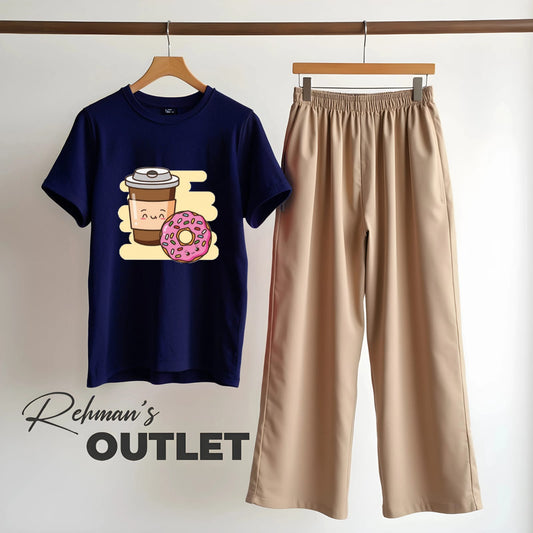 Navy blue tee with donut skin flapper
