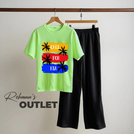 Neon tee with california trees black flapper