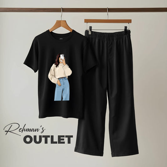 Black tee with selfie girl iphone N black flapper
