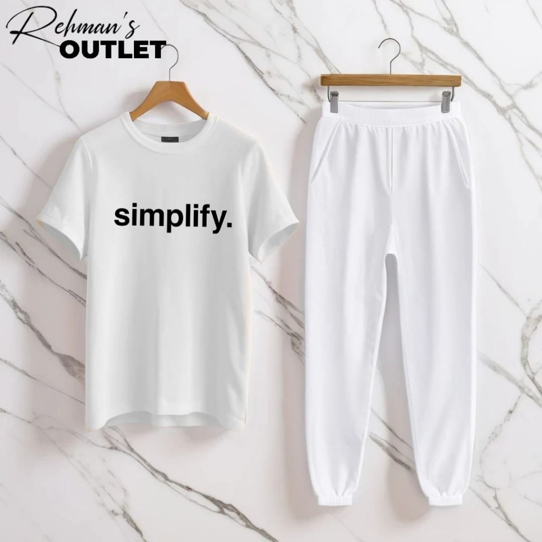 white tee with simplify white trouser