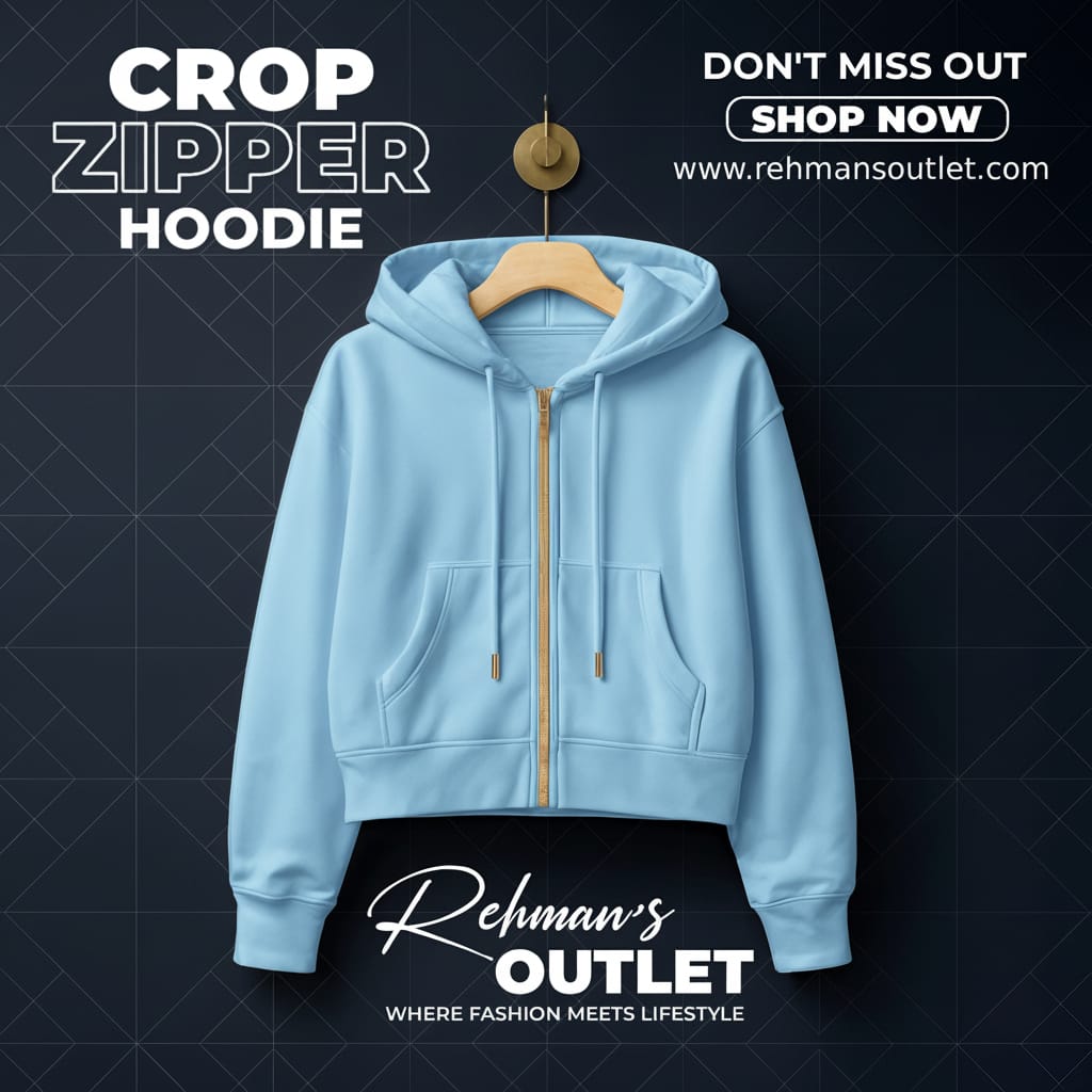 Sky blue crop zipper hoodie