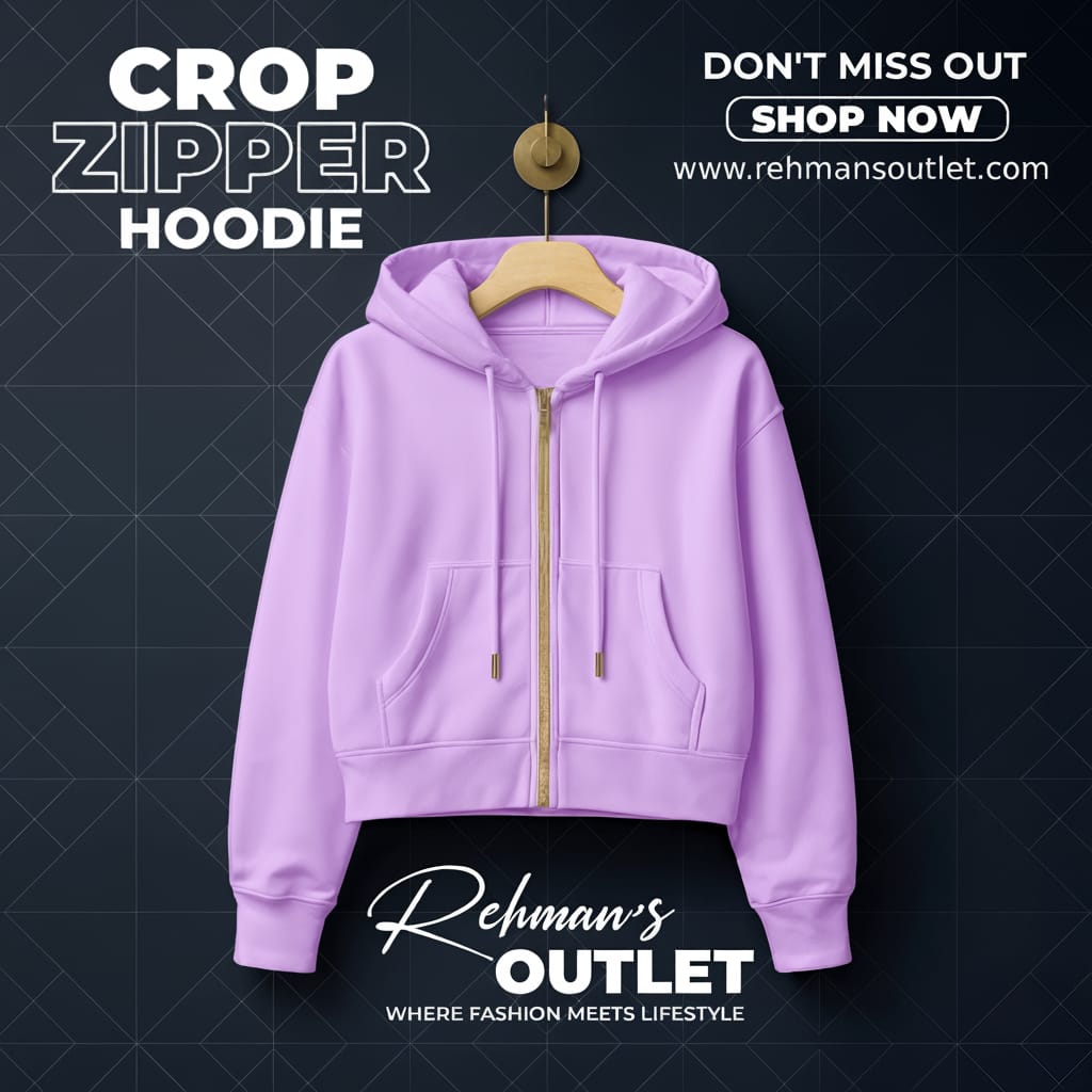 Lilac crop zipper hoodie