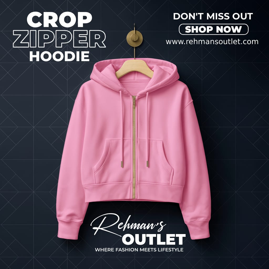 Baby pink crop zipper hoodie