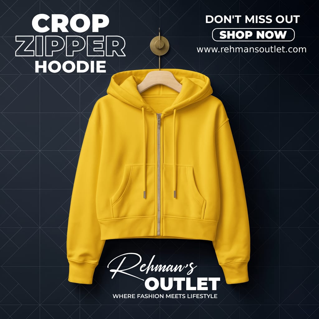 Yellow crop zipper hoodie